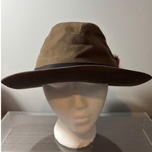 Vintage Royal Stetson Brown Suede Fedora Hat with Feather Detail Sz 7 3/8th (59)